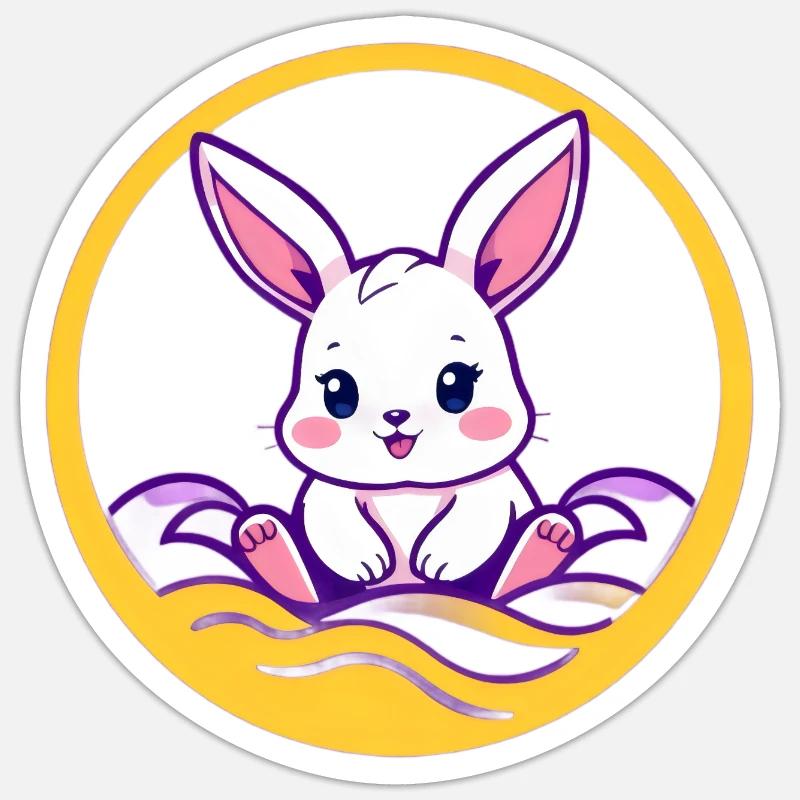 Lapin mignon, lapin de Pâques mignon, lapin - Sticker taille S (10 x 10 cm) - blanc mat