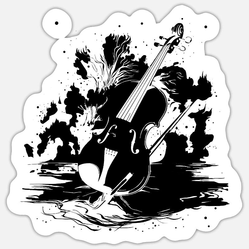 Violon - Sticker taille S (10 x 10 cm) - blanc mat