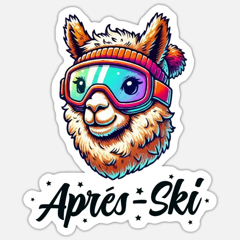Alpaca Ski Goggles Après Ski - Sticker size S (10 x 10 cm) - white matte