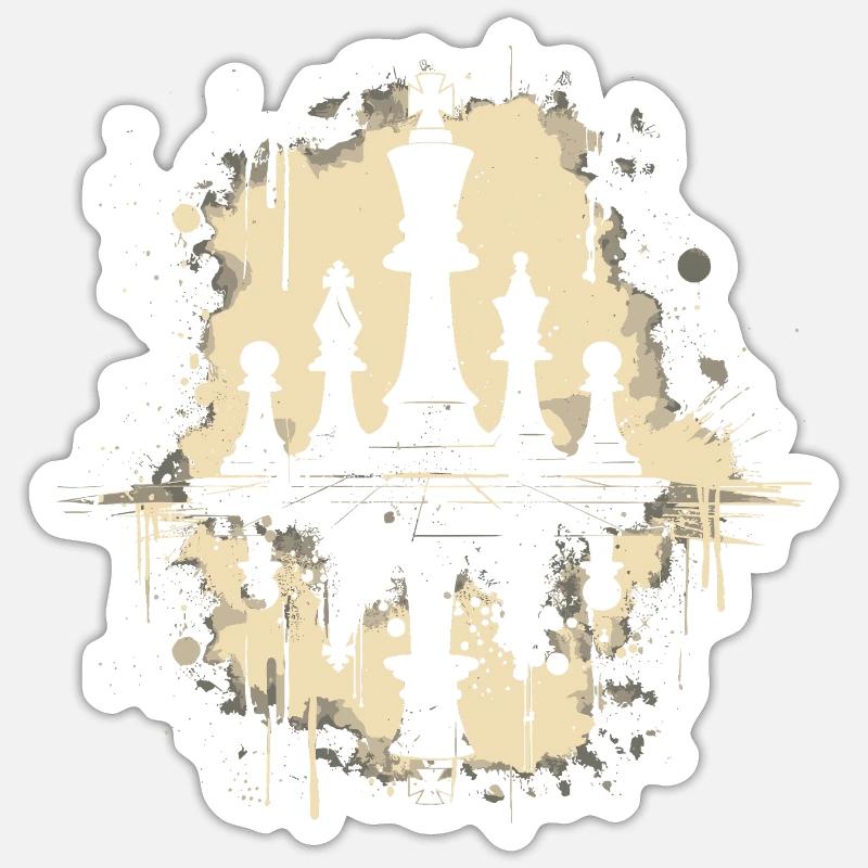 Schachfiguren Graffiti - Sticker Größe S (10 x 10 cm) - Mattweiß