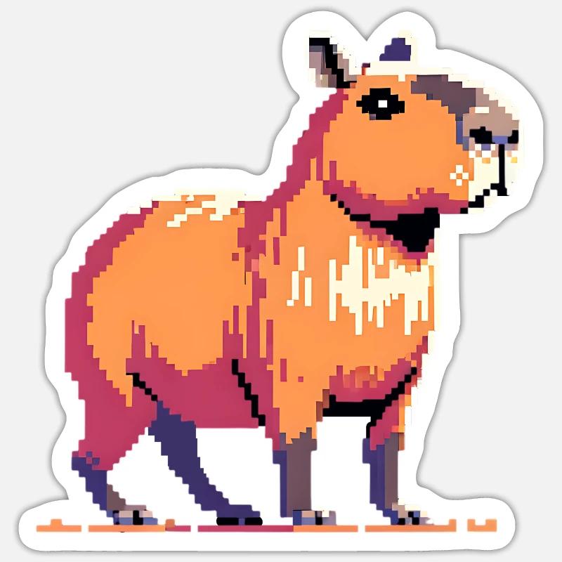 Geek Pixel Art Capybara Sticker taille S (10 x 10 cm)