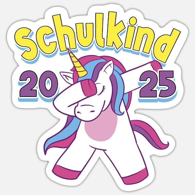 Schulkind 2025 Einhorn Einschulung Schule Schüler - Sticker Größe S (10 x 10 cm) - Mattweiß