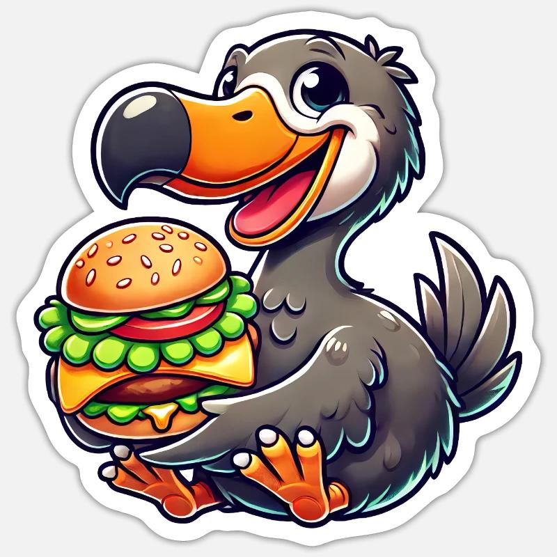 Fantaisiste Dodo Burger Cheeseburger de restauration rapide Sticker taille S (10 x 10 cm)