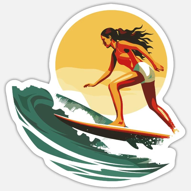 Surfeur - Sticker taille S (10 x 10 cm) - blanc mat