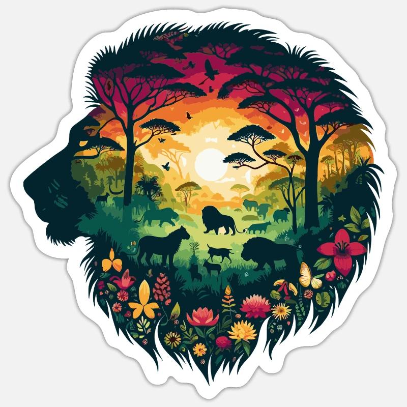 Roi de la jungle - Sticker taille S (10 x 10 cm) - blanc mat