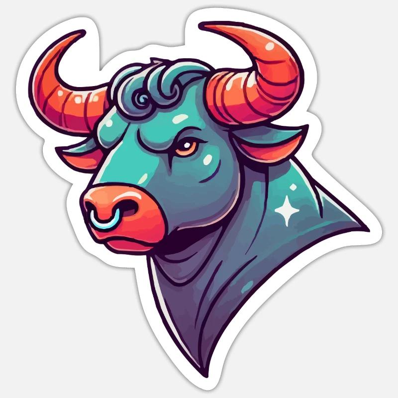 stier cartoon Sticker Größe S (10 x 10 cm)