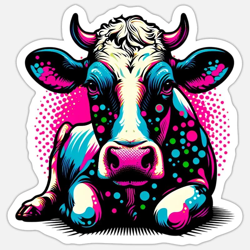 Vache - Sticker taille S (10 x 10 cm) - blanc mat