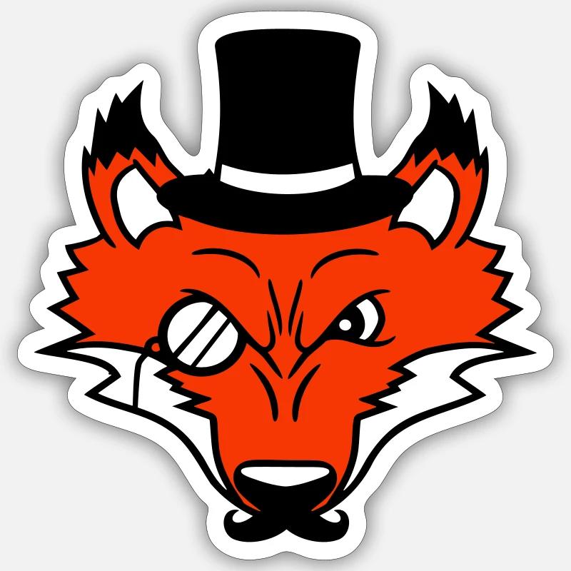 Fox Red Fox Sir Mr. Top Hat Monocle Glasses Sticker size S (10 x 10 cm)