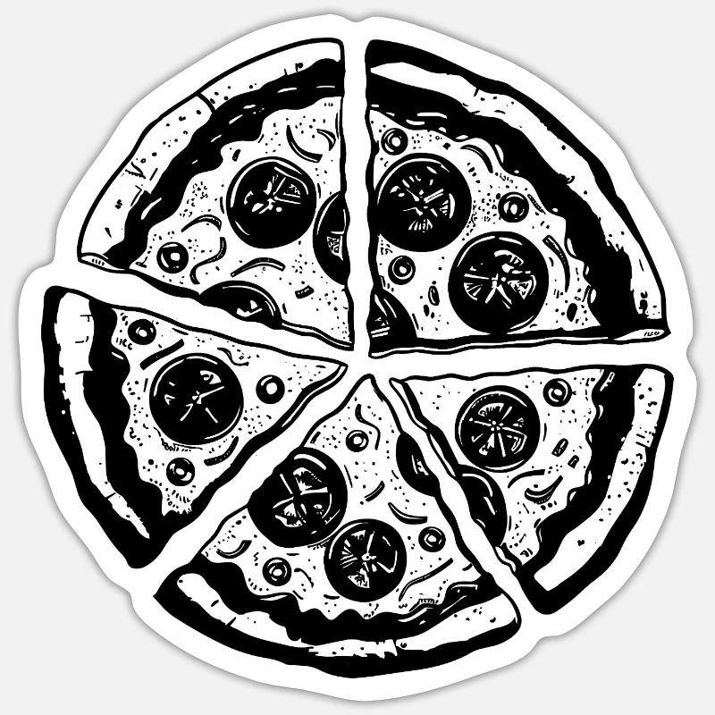 Dessin de pizza - Sticker taille S (10 x 10 cm) - blanc mat