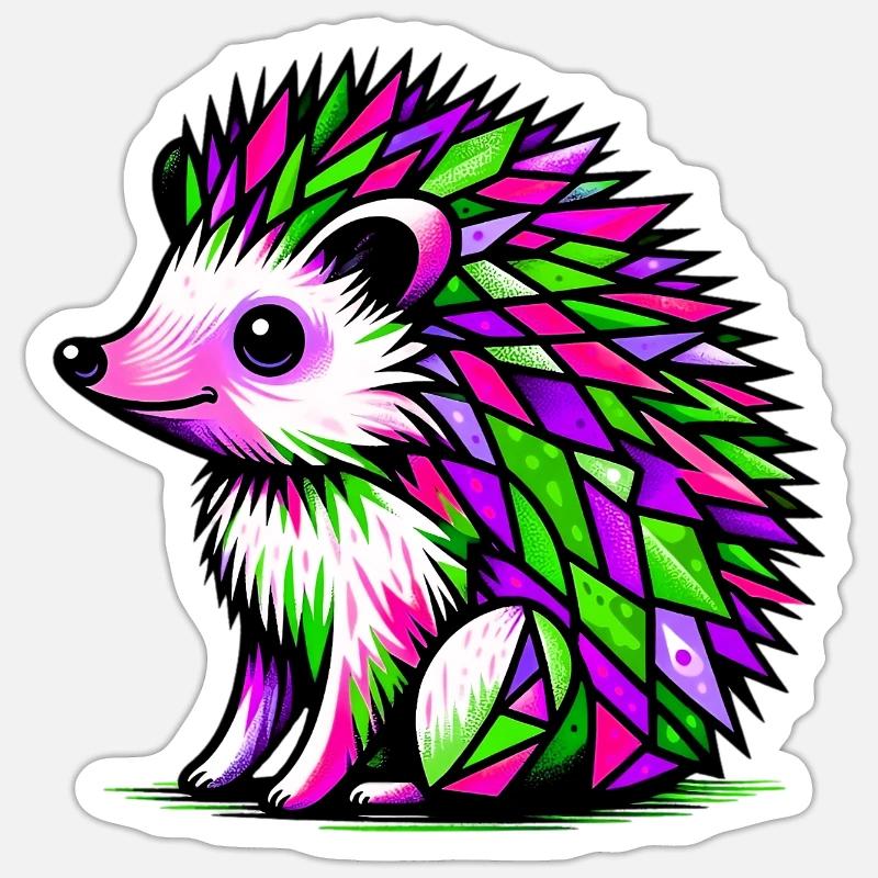 Hérisson - Sticker taille S (10 x 10 cm) - blanc mat