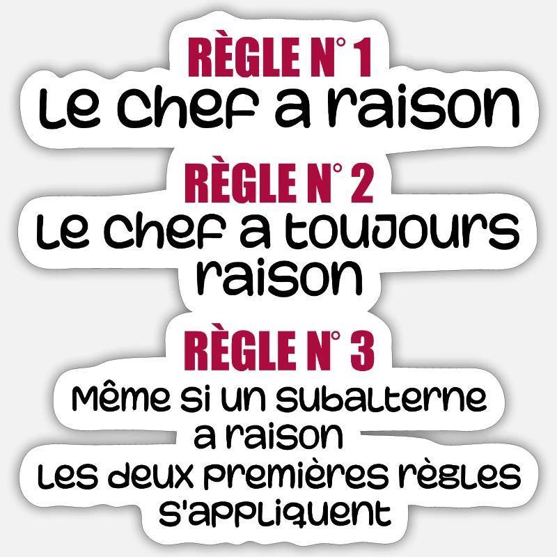 Les règles du chef - Sticker taille S (10 x 10 cm) - blanc mat