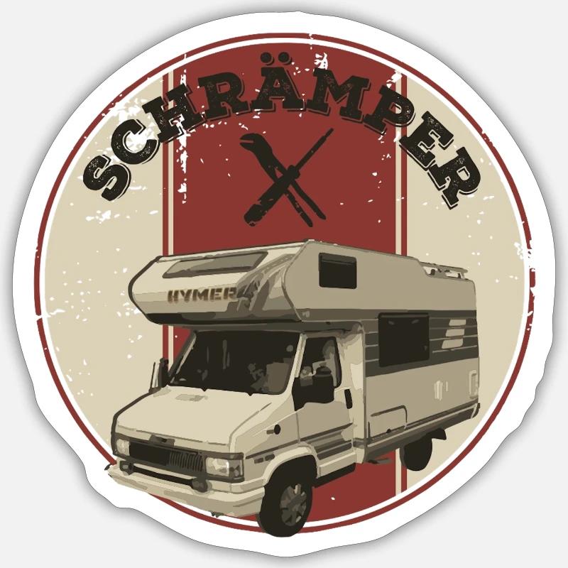 Schrämper rund rot blank - Sticker Größe S (10 x 10 cm) - Mattweiß