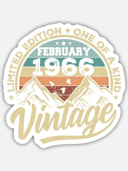 Februar 1966 Jahrgang Retro, Februar 1966 Geschenk - Sticker Größe S (10 x 10 cm) - Mattweiß