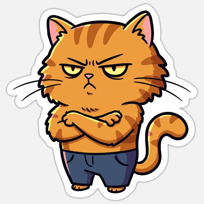 Chat irrité - Sticker taille S (10 x 10 cm) - blanc mat