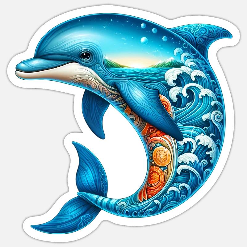 Dolphin - Sticker size S (10 x 10 cm) - white matte