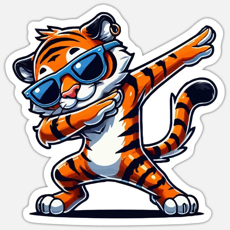 tiger comic dabbing - Sticker size S (10 x 10 cm) - white matte