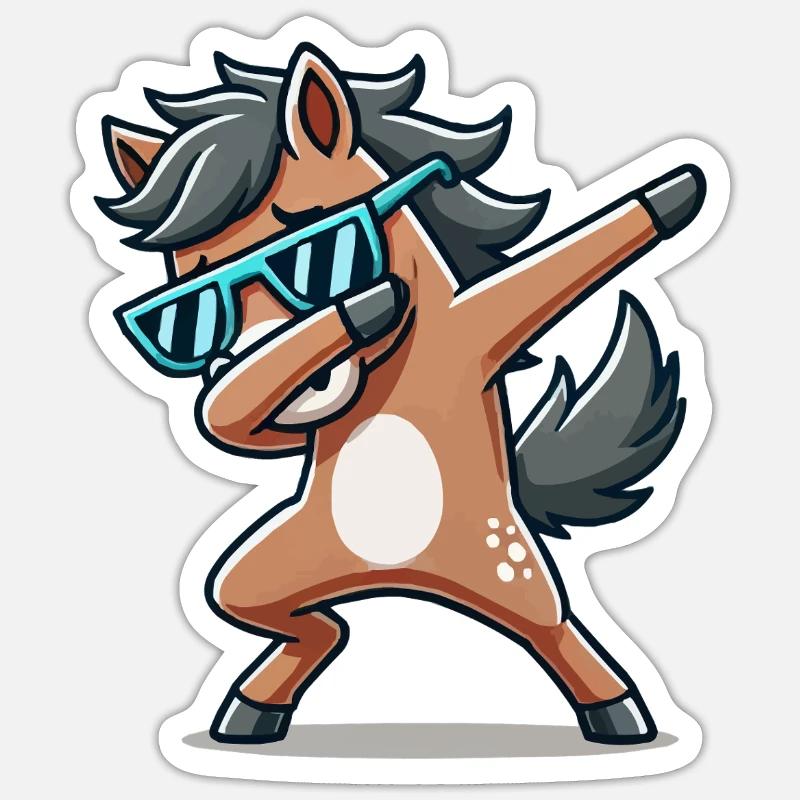 pferd dabbing comic Sticker Größe S (10 x 10 cm)