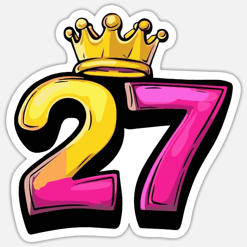 27 Nombre Couronne - Sticker taille S (10 x 10 cm) - blanc mat