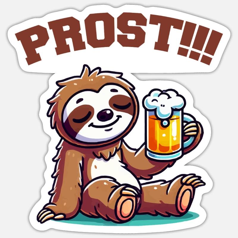 Sloth Beer Comic - Sticker size S (10 x 10 cm) - white matte