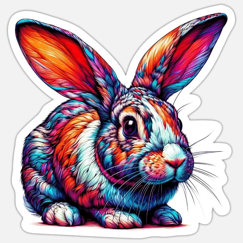Lapin - Sticker taille S (10 x 10 cm) - blanc mat