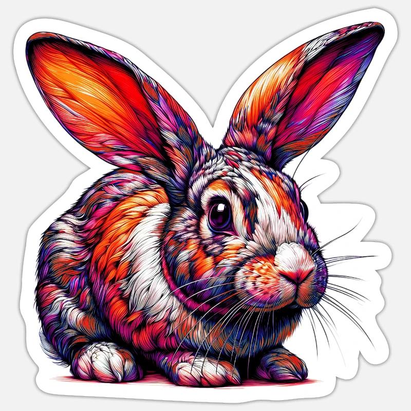 Lapin - Sticker taille S (10 x 10 cm) - blanc mat
