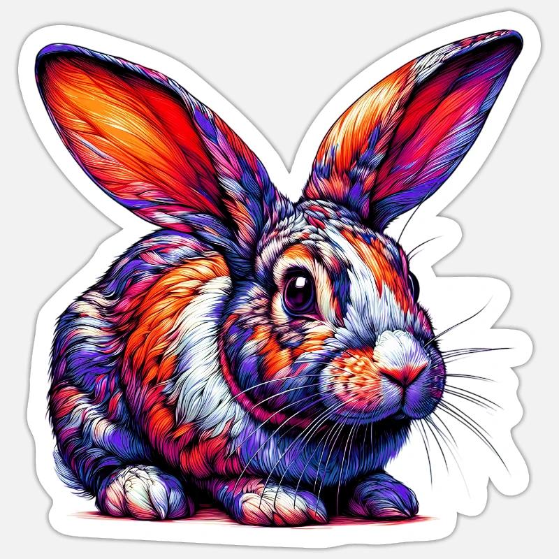 Lapin - Sticker taille S (10 x 10 cm) - blanc mat
