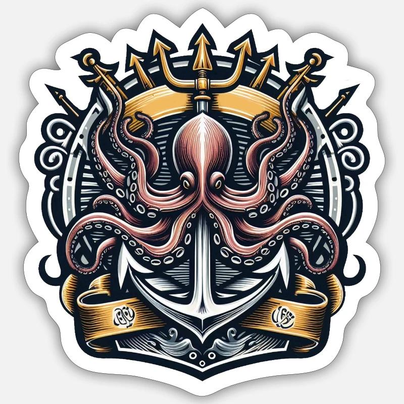 Pieuvre - Sticker taille S (10 x 10 cm) - blanc mat