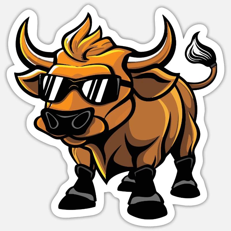 Stier Cool Tier - Sticker Größe S (10 x 10 cm) - Mattweiß