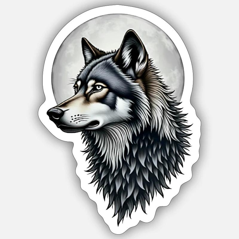 wolf - Sticker taille S (10 x 10 cm) - blanc mat