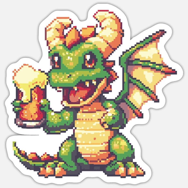 Dragon Pixel Beer - Sticker size S (10 x 10 cm) - white matte