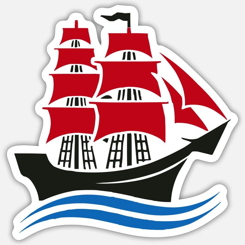 bateau - Sticker taille S (10 x 10 cm) - blanc mat