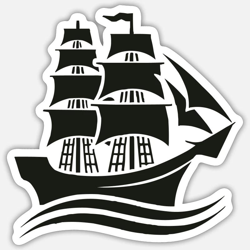 schiff - Sticker Größe S (10 x 10 cm) - Mattweiß