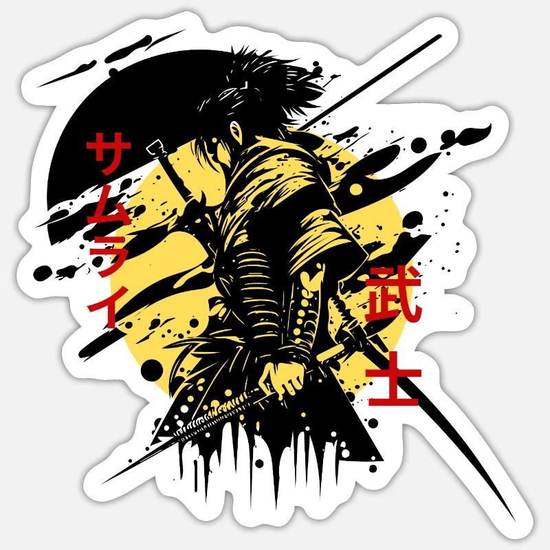 Shadow Warrior – Samurai vor aufgehender Sonne Sticker Größe S (10 x 10 cm)
