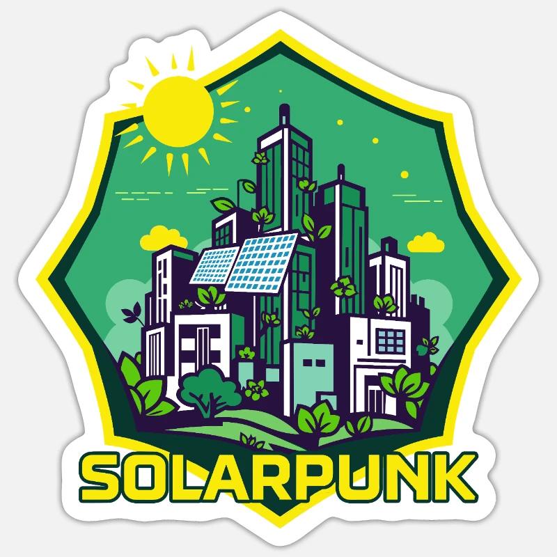 Solarpunk - Sticker Größe S (10 x 10 cm) - Mattweiß