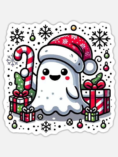 Weihnachten Geist Zuckerstange - Sticker Größe S (10 x 10 cm) - Mattweiß