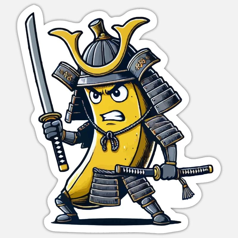 banane samurai - Sticker Größe S (10 x 10 cm) - Mattweiß