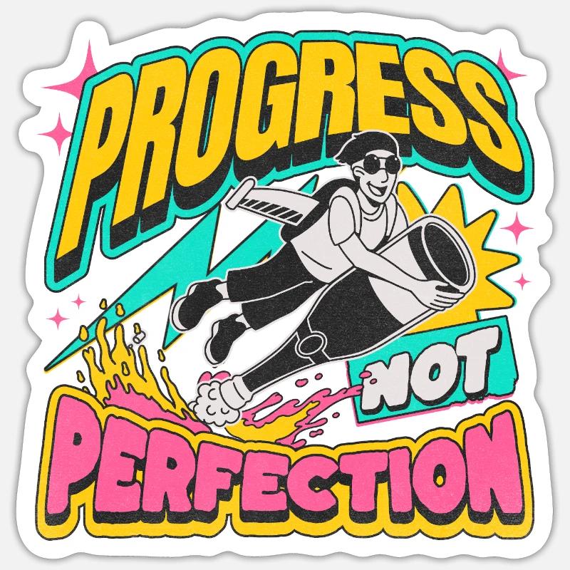 Fortschritt statt Perfektion Statement - Sticker Größe S (10 x 10 cm) - Mattweiß
