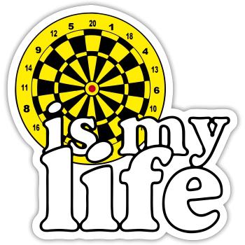 Fléchettes, fléchettes, fléchettes, chemise, fléchettes, c’est ma vie - Sticker taille S (10 x 10 cm) - blanc mat - Devant