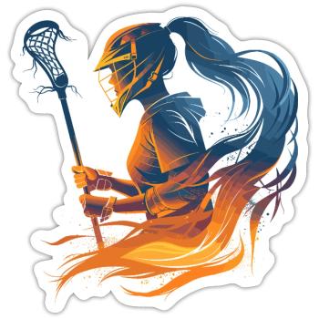 Lacrosse Mädchen Vaporwave - Sticker Größe S (10 x 10 cm) - Mattweiß - Vorne