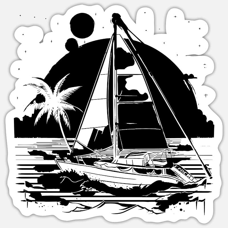 Sailing Drawing - Sticker size S (10 x 10 cm) - white matte