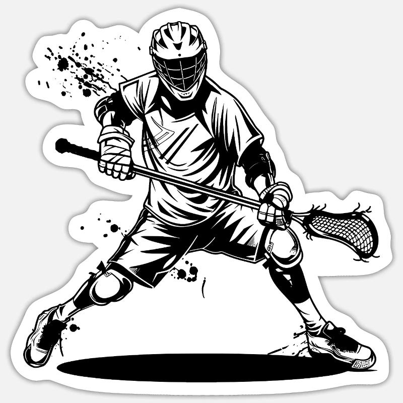 Dessin d’un joueur de crosse - Sticker taille S (10 x 10 cm) - blanc mat