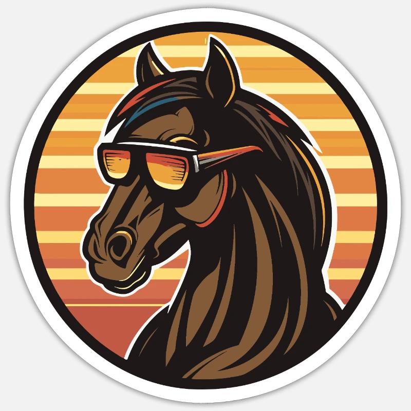 Cheval Cool Été - Sticker taille S (10 x 10 cm) - blanc mat
