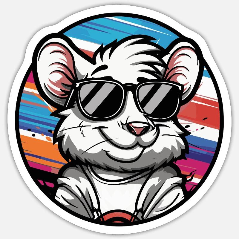 Maus Comic Cool Sommer Sticker Größe S (10 x 10 cm)
