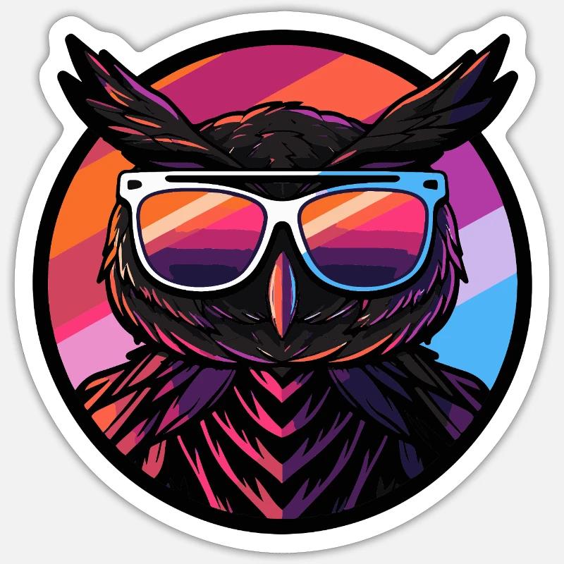 Eule Cool Sommer - Sticker Größe S (10 x 10 cm) - Mattweiß