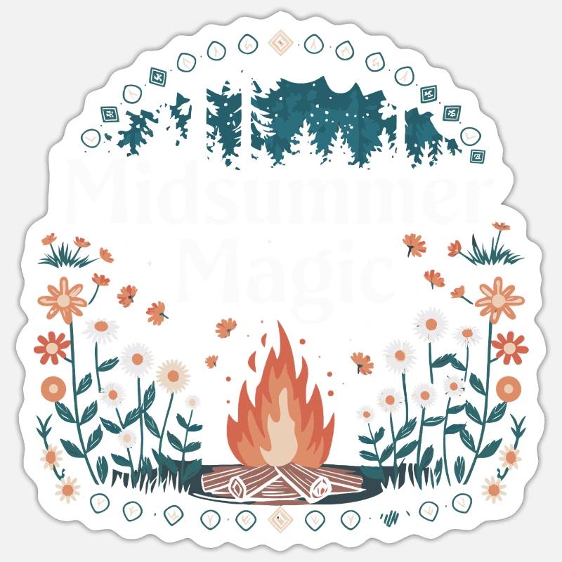 Midsummer Magic Campfire Night - Sticker size S (10 x 10 cm) - white matte