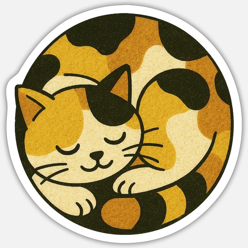 Chat calicot mignon - Sticker taille S (10 x 10 cm) - blanc mat