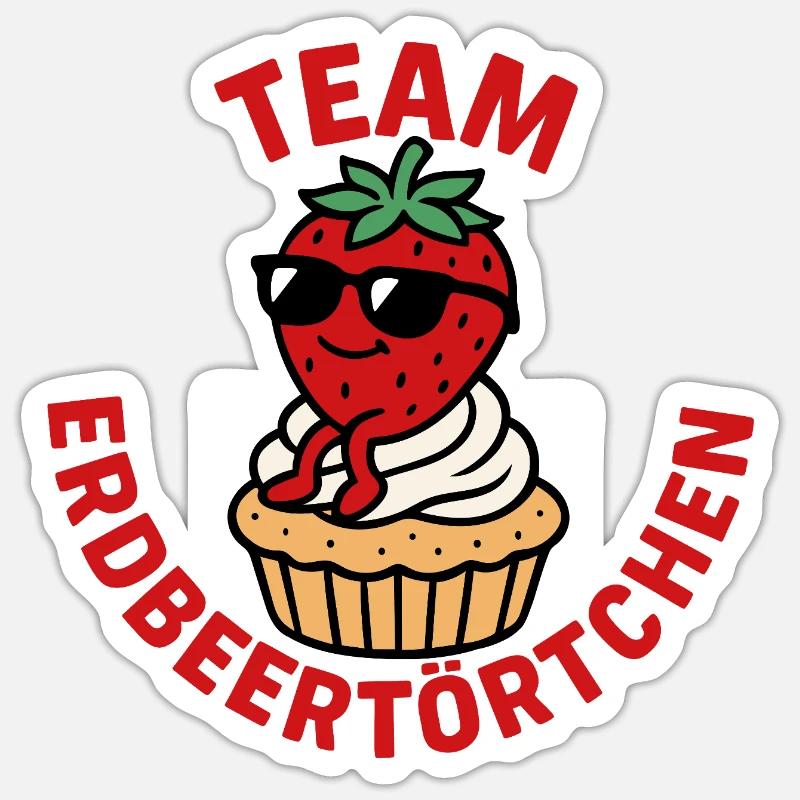 Team Erdbeertörtchen -Erdbeeren Fan Sticker Größe S (10 x 10 cm)