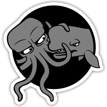 Octopus Whale 2 Fighting Deep Sea Monster Sea Monster - Sticker size S (10 x 10 cm) - white matte - Front