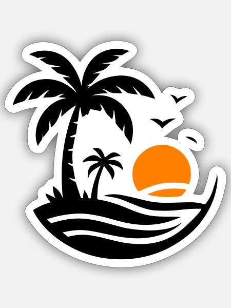 Palmen Strand - Sticker Größe S (10 x 10 cm) - Mattweiß
