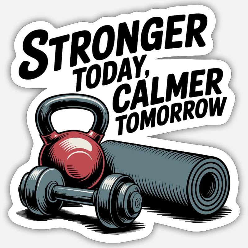 Stronger Today, Calmer Tomorrow – Fit & Zen - Sticker Größe S (10 x 10 cm) - Mattweiß